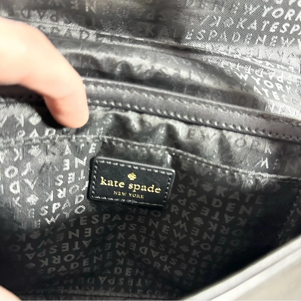 Kate Spade Black Leather Gold Hardware Scalloped Crossbody Bag